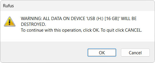 Erase warning