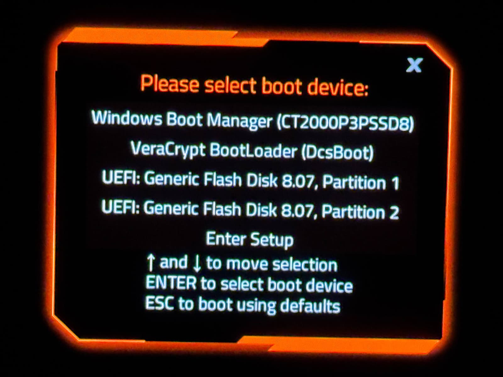 Boot menu